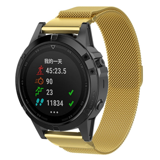 For Garmin Fenix 7X Milanese Watch Band (Gold)