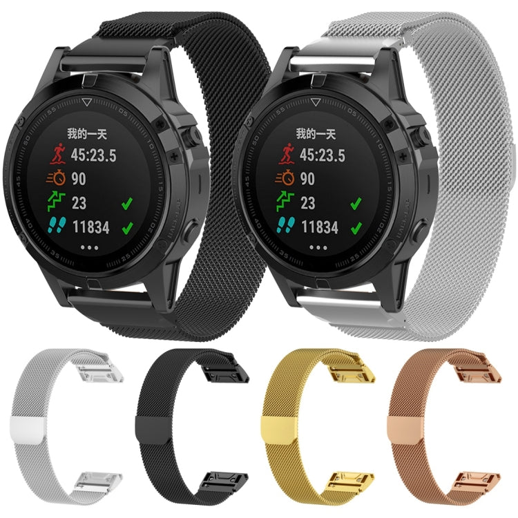For Garmin Fenix 7X Milanese Watch Band (Silver) - Watch Bands by buy2fix | Online Shopping UK | buy2fix