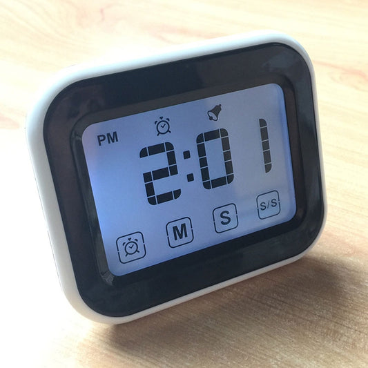 Kitchen Timer Digital Alarm Clock Large LCD Touch Screen Come with Night Light for Cooking Baking(White) - Digital Countdown by buy2fix | Online Shopping UK | buy2fix