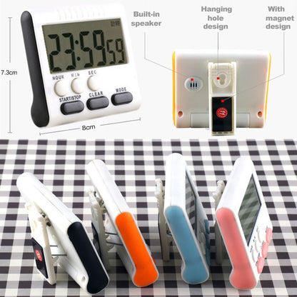 Kitchen Timer 24 Hours Digital Alarm Clock LCD Screen Magnetic Backing for Cooking Baking(Blue) - Digital Countdown by buy2fix | Online Shopping UK | buy2fix
