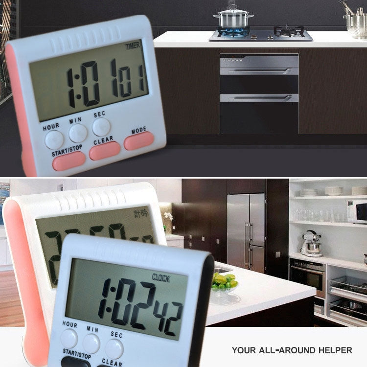 Kitchen Timer 24 Hours Digital Alarm Clock LCD Screen Magnetic Backing for Cooking Baking(Blue) - Digital Countdown by buy2fix | Online Shopping UK | buy2fix