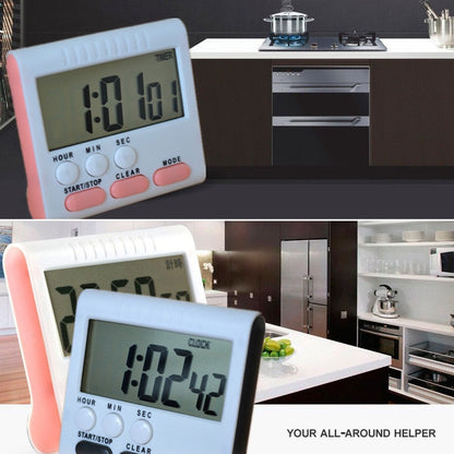 Kitchen Timer 24 Hours Digital Alarm Clock LCD Screen Magnetic Backing for Cooking Baking(Blue) - Digital Countdown by buy2fix | Online Shopping UK | buy2fix
