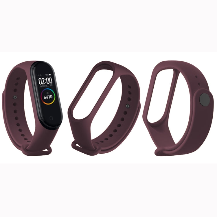 Pure Color Soft TPU  Watch Bands for Xiaomi Mi Band 4, Host Not Included(Wine Red) - Watch Bands by buy2fix | Online Shopping UK | buy2fix