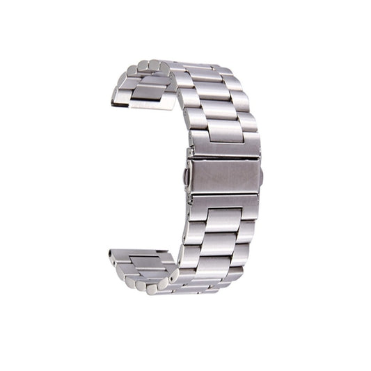 For Samsung Gear S3 Classic Smart Watch Butterfly Buckle 3 Beads Stainless Steel Watchband(Silver) - Watch Bands by buy2fix | Online Shopping UK | buy2fix