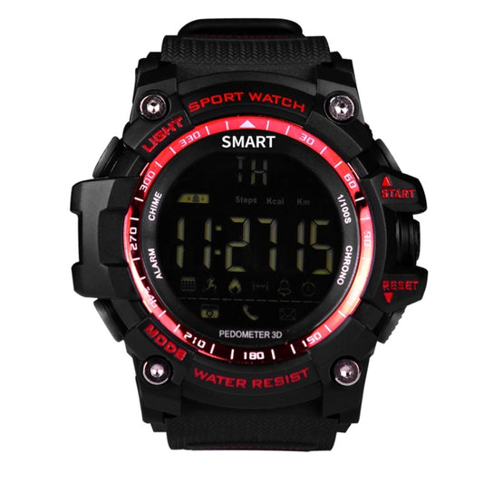 EX16 1.12 Inch FSTN LCD Full Angle Screen Display Sport Smart Watch, IP67 Waterproof, Support Pedometer / Stopwatch / Alarm / Notification Remind / Call Notify / Camera Remote Control / Calories Burned, Compatible with Android and iOS Phones(Red) by buy2fix
