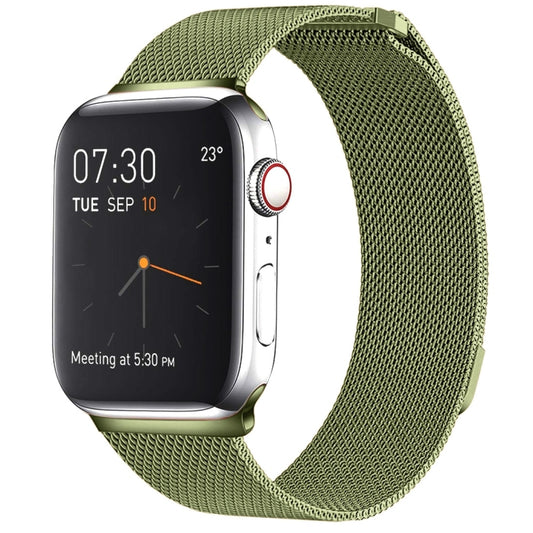 Milanese Loop Magnetic Stainless Steel Watch Band for Apple Watch Series 10 42mm / 9&8&7 41mm / SE 3&SE 2&6&SE&5&4 40mm / 3&2&1 38mm(Army Green) by buy2fix