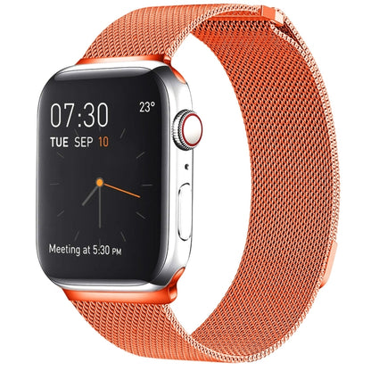 Milanese Loop Magnetic Stainless Steel Watch Band for Apple Watch Series 10 42mm / 9&8&7 41mm / SE 3&SE 2&6&SE&5&4 40mm / 3&2&1 38mm(Orange) by buy2fix