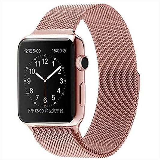 Milanese Loop Magnetic Stainless Steel Watch Band for Apple Watch Series 10 42mm / 9&8&7 41mm / SE 3&SE 2&6&SE&5&4 40mm / 3&2&1 38mm(Rose Pink) - Watch Bands by buy2fix | Online Shopping UK | buy2fix