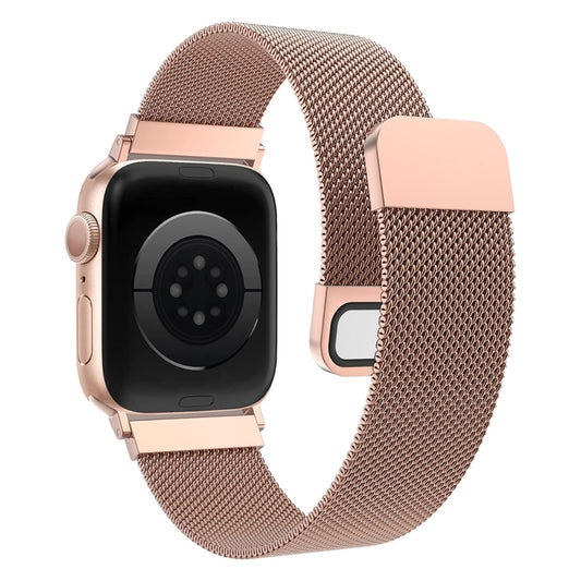 Milanese Loop Magnetic Stainless Steel Watch Band for Apple Watch Series 10 42mm / 9&8&7 41mm / SE 3&SE 2&6&SE&5&4 40mm / 3&2&1 38mm(Rose Pink) - Watch Bands by buy2fix | Online Shopping UK | buy2fix