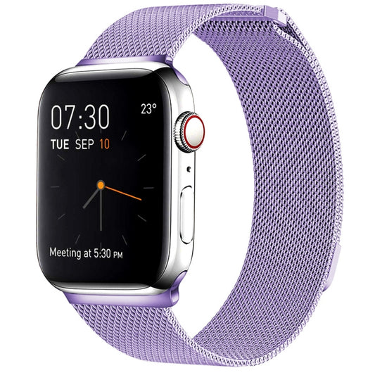 Milanese Loop Magnetic Stainless Steel Watch Band for Apple Watch Series 7 41mm / 6 & SE & 5 & 4 40mm / 3 & 2 & 1 38mm(Light Purple) by buy2fix