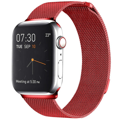 Milanese Loop Magnetic Stainless Steel Watch Band for Apple Watch Series 7 41mm / 6 & SE & 5 & 4 40mm / 3 & 2 & 1 38mm(Red) by buy2fix