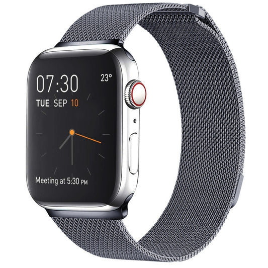 Milanese Loop Magnetic Stainless Steel Watch Band for Apple Watch Ultra 49mm&Watch Ultra 2 49mm / Series 10 46mm / 9&8&7 45mm / SE 3&SE 2&6&SE&5&4 44mm / 3&2&1 42mm(Dark Gray) - Watch Bands by buy2fix | Online Shopping UK | buy2fix
