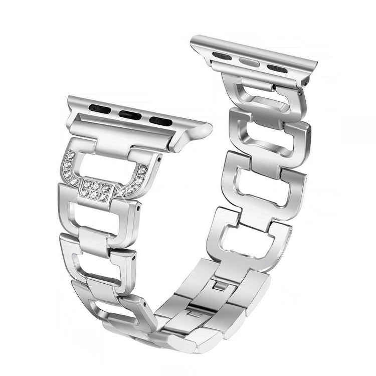 Colorful Diamond Stainless Steel Watch Band for Apple Watch Series 7 41mm / 6 & SE & 5 & 4 40mm / 3 & 2 & 1 38mm(Silver) by buy2fix