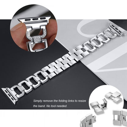 Colorful Diamond Stainless Steel Watch Band for Apple Watch Series 7 41mm / 6 & SE & 5 & 4 40mm / 3 & 2 & 1 38mm(Silver) by buy2fix
