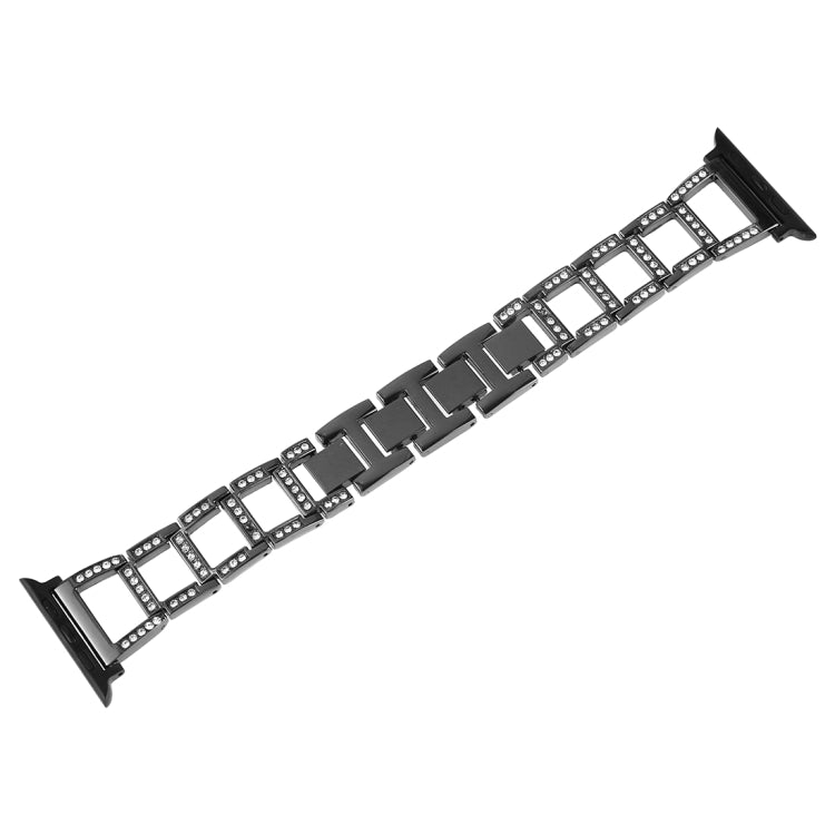 Colorful Diamond Stainless Steel Watch Band for Apple Watch Series 7 41mm / 6 & SE & 5 & 4 40mm / 3 & 2 & 1 38mm(Black) by buy2fix