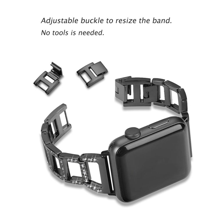 Colorful Diamond Stainless Steel Watch Band for Apple Watch Series 7 41mm / 6 & SE & 5 & 4 40mm / 3 & 2 & 1 38mm(Black) by buy2fix