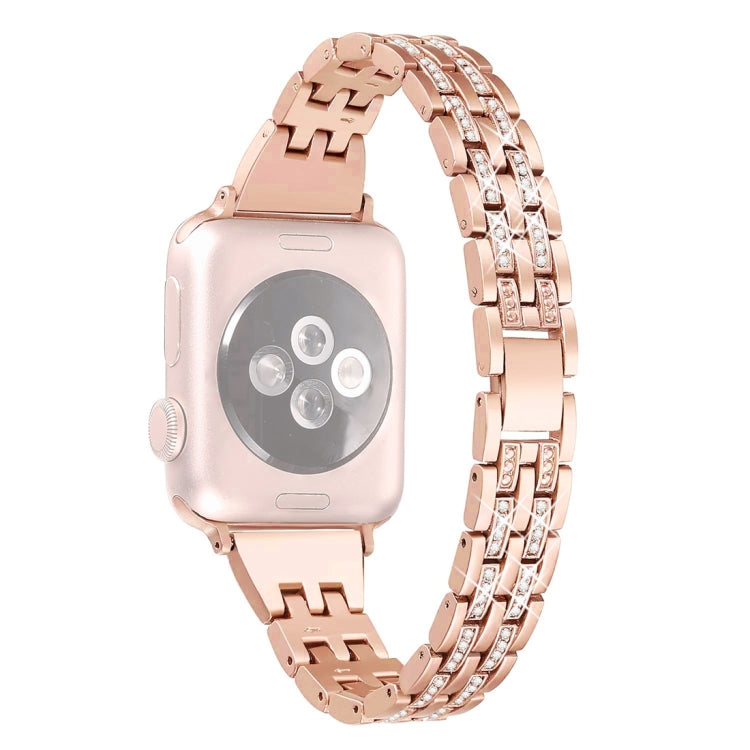 Colorful Diamond Stainless Steel Watch Band for Apple Watch Series 7 41mm / 6 & SE & 5 & 4 40mm / 3 & 2 & 1 38mm(Rose Gold) by buy2fix