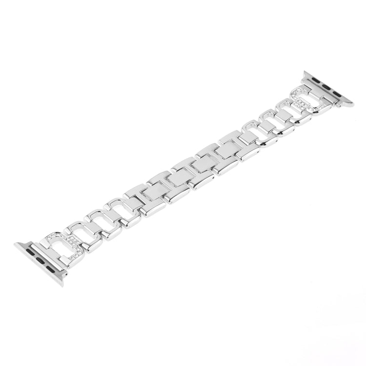 Colorful Diamond Stainless Steel Watch Band for Apple Watch Series 7 45mm / 6 & SE & 5 & 4 44mm / 3 & 2 & 1 42mm(Silver) by buy2fix