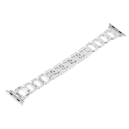 Colorful Diamond Stainless Steel Watch Band for Apple Watch Series 7 45mm / 6 & SE & 5 & 4 44mm / 3 & 2 & 1 42mm(Silver) by buy2fix