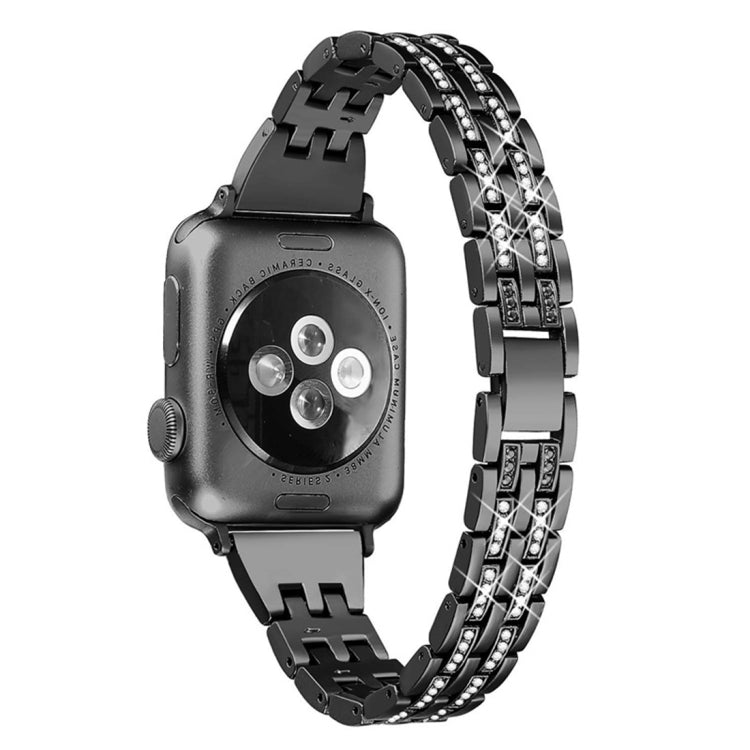 Colorful Diamond Stainless Steel Watch Band for Apple Watch Series 7 45mm / 6 & SE & 5 & 4 44mm / 3 & 2 & 1 42mm(Black) by buy2fix