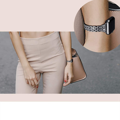 Colorful Diamond Stainless Steel Watch Band for Apple Watch Series 7 45mm / 6 & SE & 5 & 4 44mm / 3 & 2 & 1 42mm(Rose Gold) by buy2fix