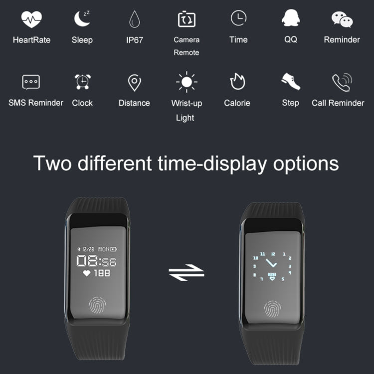 TLW B3 Fitness Tracker 0.66 inch OLED Screen Wristband Smart Bracelet, IP67 Waterproof, Support Sports Mode / Continuous Heart Rate Monitor / Sleep Monitor / Information Reminder(Black) by buy2fix