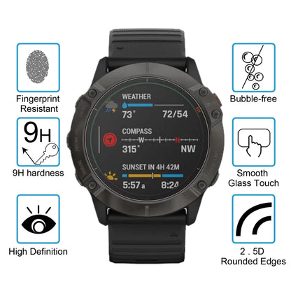 For Garmin Fenix 6X 0.26mm 2.5D 9H Tempered Glass Film Screen Protector - Screen Protector by buy2fix | Online Shopping UK | buy2fix