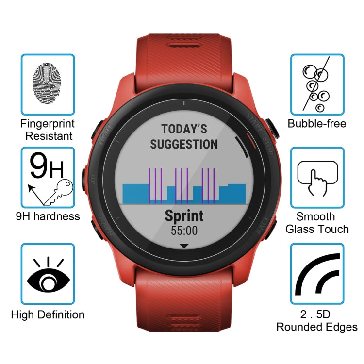 For Garmin Forerunner 745 0.26mm 2.5D 9H Tempered Glass Film Screen Protector - Screen Protector by buy2fix | Online Shopping UK | buy2fix