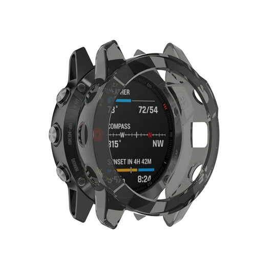 For Garmin Fenix 6 TPU Half Coverage Smart Watch Protevtice Case(Black) - Watch Cases by buy2fix | Online Shopping UK | buy2fix