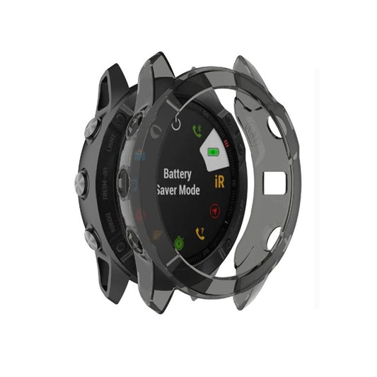 For Garmin Fenix 6X TPU Half Coverage Smart Watch Protevtice Case(Black) - Watch Cases by buy2fix | Online Shopping UK | buy2fix