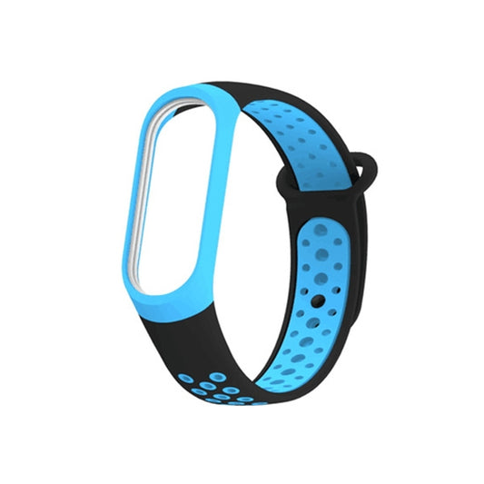 Colorful Silicone Wrist Strap Watch Band for Xiaomi Mi Band 3 & 4(Black Blue) - Watch Bands by buy2fix | Online Shopping UK | buy2fix