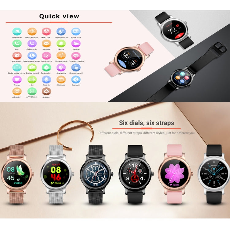 SMA-R2 1.3 inches IPS Screen Smart Watch IP65 Waterproof,Support Call /Message Reminder /Dual-mode Bluetooth 3.0 + 4.0/ Sleeping Monitoring /Sedentary Reminder (Rose Gold Metal Strap) by buy2fix