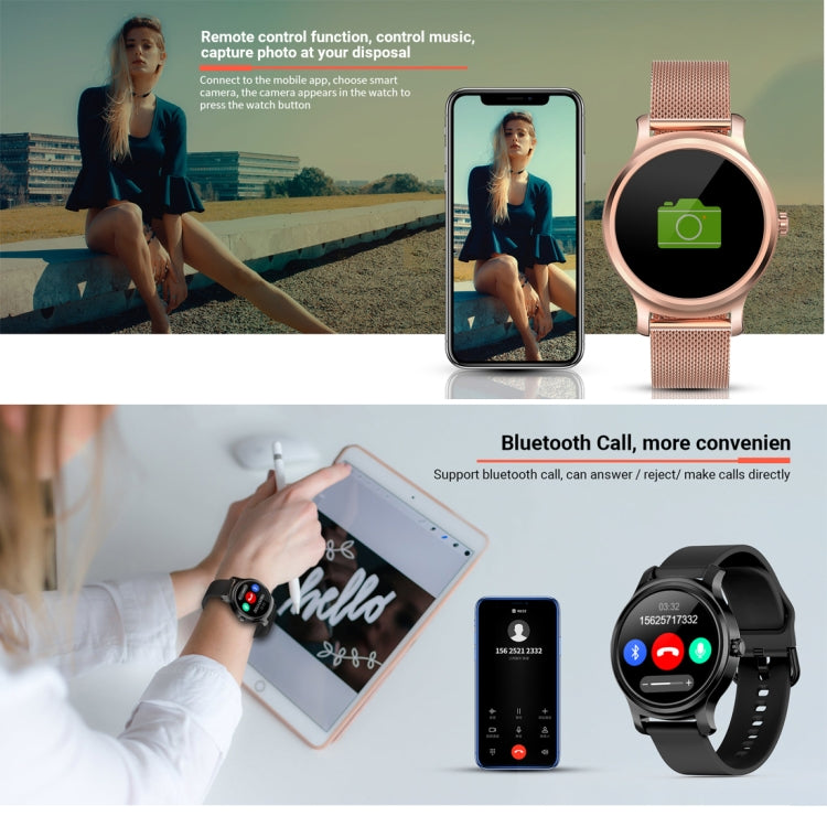 SMA-R2 1.3 inches IPS Screen Smart Watch IP65 Waterproof,Support Call /Message Reminder /Dual-mode Bluetooth 3.0 + 4.0/ Sleeping Monitoring /Sedentary Reminder (Rose Gold Metal Strap) by buy2fix