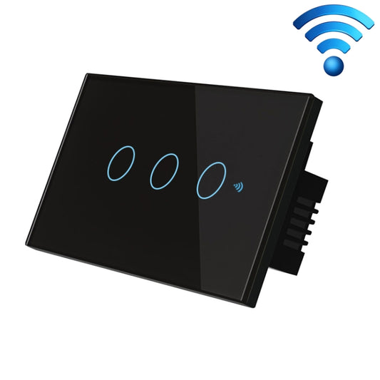 TC120 Wifi Smart Light Switch Glass Screen Touch Panel Voice Control Wireless Wall Switch Work with Alexa Echo / Google Home (Black) - Smart Switch by buy2fix | Online Shopping UK | buy2fix