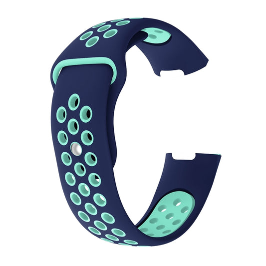 Two-color Round Hole Silicone Watch Band for Fitbit Charge 3, Watch Band Size:130-195mm(Blue Green) - Watch Bands by buy2fix | Online Shopping UK | buy2fix