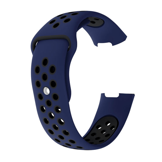 Two-color Round Hole Silicone Watch Band for Fitbit Charge 3, Watch Band Size:130-195mm(Black Blue) - Watch Bands by buy2fix | Online Shopping UK | buy2fix