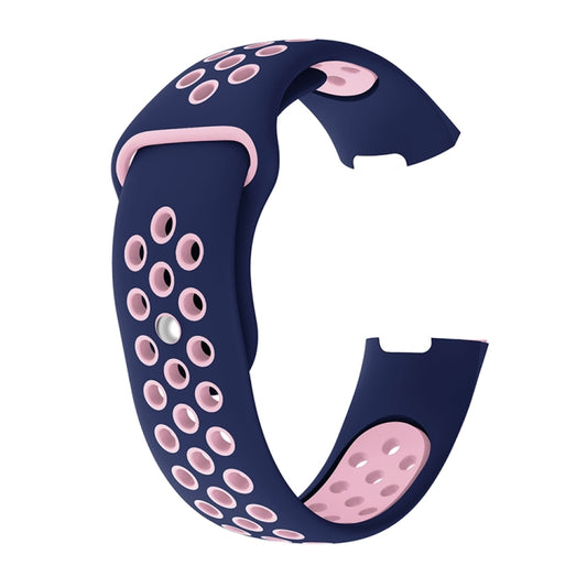 Two-color Round Hole Silicone Watch Band for Fitbit Charge 3, Watch Band Size:130-195mm(Pink Blue) - Watch Bands by buy2fix | Online Shopping UK | buy2fix