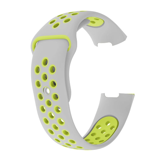 Two-color Round Hole Silicone Watch Band for Fitbit Charge 3, Watch Band Size:130-195mm(Grey Green) - Watch Bands by buy2fix | Online Shopping UK | buy2fix