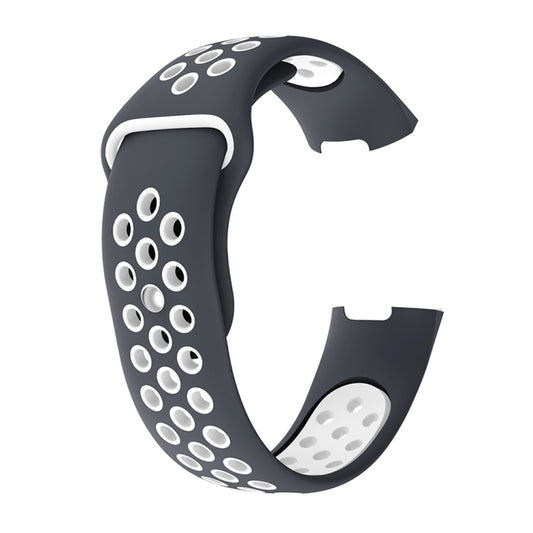 Two-color Round Hole Silicone Watch Band for Fitbit Charge 3, Watch Band Size:130-195mm(Grey White) - Watch Bands by buy2fix | Online Shopping UK | buy2fix