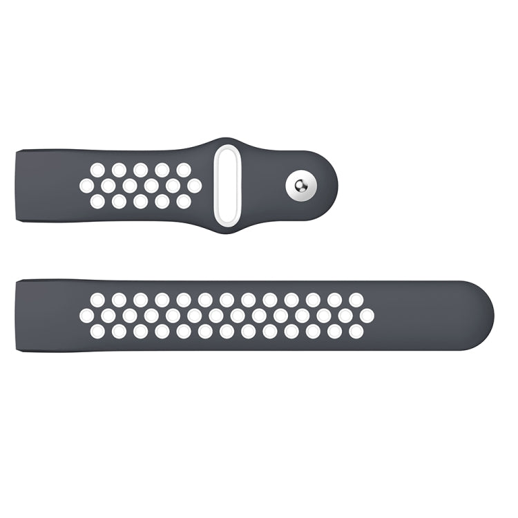 Two-color Round Hole Silicone Watch Band for Fitbit Charge 3, Watch Band Size:130-195mm(Grey White) - Watch Bands by buy2fix | Online Shopping UK | buy2fix