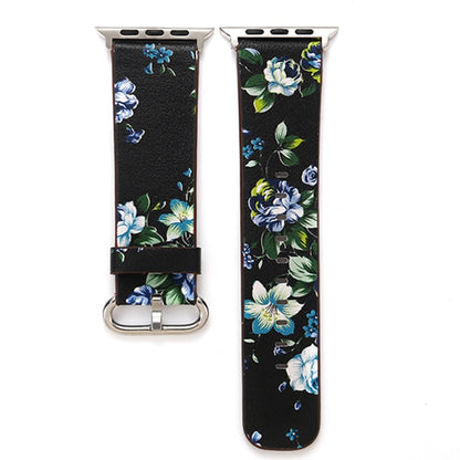 For Apple Watch Ultra 49mm&Watch Ultra 2 49mm / Series 10 46mm / 9&8&7 45mm / SE 3&SE 2&6&SE&5&4 44mm / 3&2&1 42mm Fashion Pastoralism Style Little Floral Pattern Women Watch Leather Watch Band by buy2fix