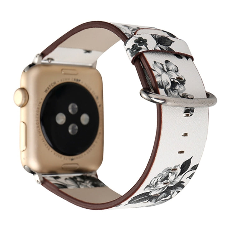 For Apple Watch Ultra 49mm&Watch Ultra 2 49mm / Series 10 46mm / 9&8&7 45mm / SE 3&SE 2&6&SE&5&4 44mm / 3&2&1 42mm Fashion Pastoralism Style Little Floral Pattern Women Watch Leather Watch Band by buy2fix
