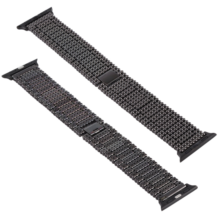 For Apple Watch Series 7 41mm / 6 & SE & 5 & 4 40mm / 3 & 2 & 1 38mm Nine Beads Stainless Steel Wrist Strap Watch Band (Black) by buy2fix