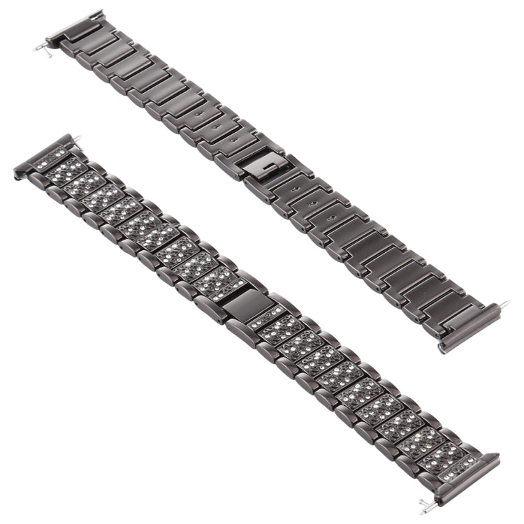 For Fitbit Versa Diamond-studded Stainless Steel  Watch Band(Black) - Watch Bands by buy2fix | Online Shopping UK | buy2fix