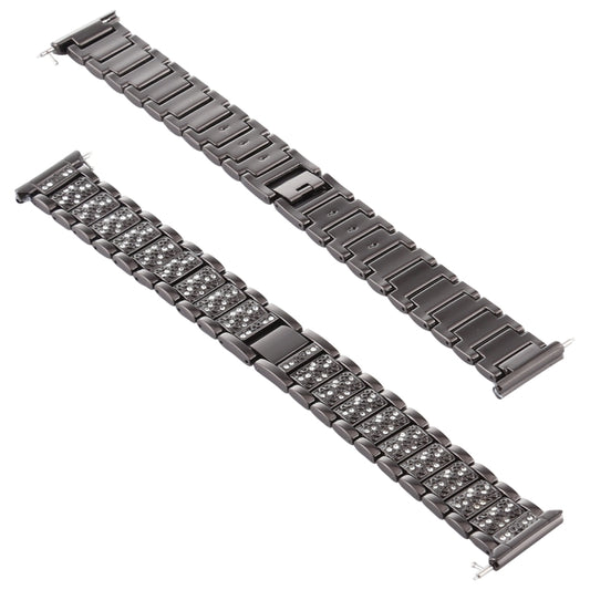 For Fitbit Versa Diamond-studded Stainless Steel  Watch Band(Black) - Watch Bands by buy2fix | Online Shopping UK | buy2fix