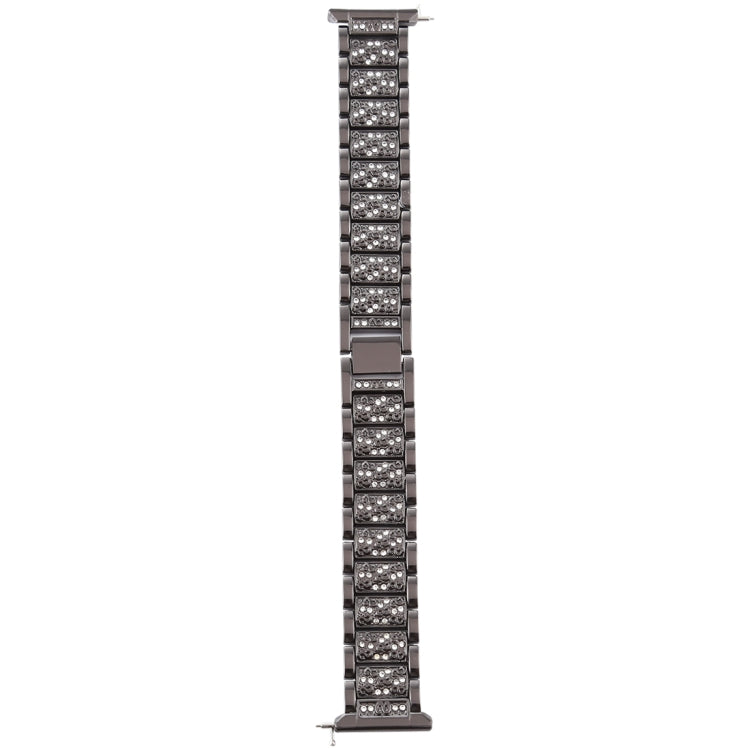For Fitbit Versa Diamond-studded Stainless Steel  Watch Band(Black) - Watch Bands by buy2fix | Online Shopping UK | buy2fix