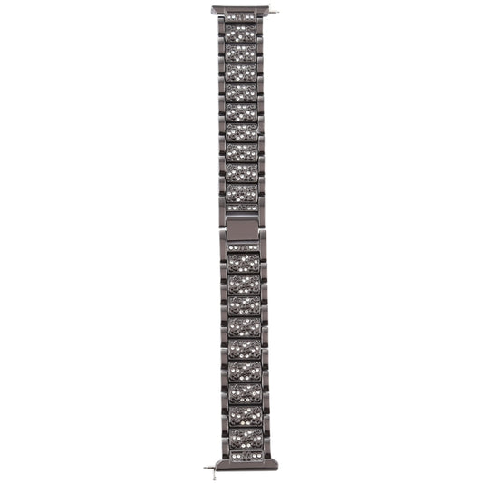 For Fitbit Versa Diamond-studded Stainless Steel  Watch Band(Black) - Watch Bands by buy2fix | Online Shopping UK | buy2fix