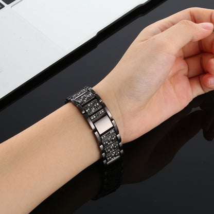 For Fitbit Versa Diamond-studded Stainless Steel  Watch Band(Black) - Watch Bands by buy2fix | Online Shopping UK | buy2fix