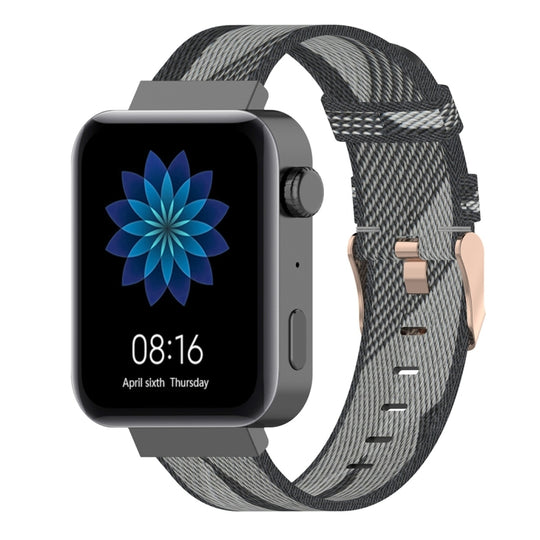 18mm Stripe Weave Nylon Wrist Strap Watch Band for Xiaomi Mi Watch, Garmin Vivomove 3s / Vivoactive 4s(Grey)