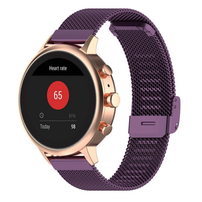 18mm Metal Mesh Wrist Strap Watch Band for Fossil Female Sport / Charter HR / Gen 4 Q Venture HR (Dark Purple) - Watch Bands by buy2fix | Online Shopping UK | buy2fix